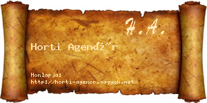 Horti Agenór névjegykártya
